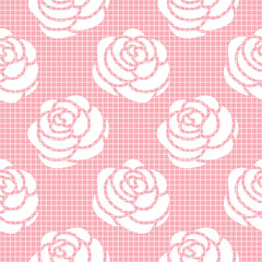 Vector Cage with Rose trend pink color seamless pattern.