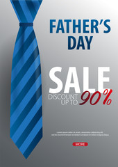 Father's Day Sale banner, greeting card with necktie. Vector Illustration