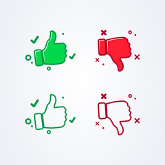 vector illustration thumbs up thumbs down icon isolated badge for website or app