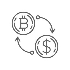 Dollar Currency Exchange Bitcoin Thin Line Symbol Icon Design