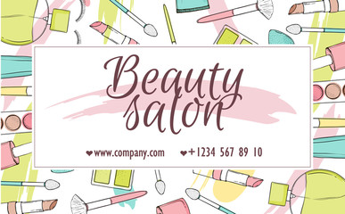 Vector set with cosmetics. Hand draw illustration. Isolated objects on white background.