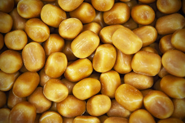 Caramel candies. View from above.