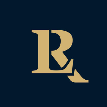 Creative elegant line curve vector logotype. Premium letter LR or RL logo design. Luxury linear creative monogram.