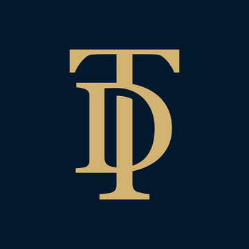Creative elegant line curve vector logotype. Premium letter TD or DT logo design. Luxury linear creative monogram.