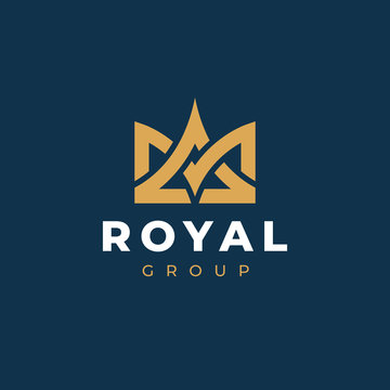 Geometric Vintage Creative Crown abstract Logo design vector template. Vintage Crown Logo Royal King Queen concept symbol Logotype concept icon. 