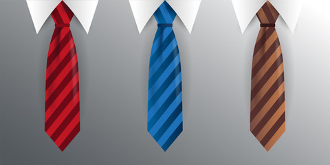 Set of Tie, necktie on a gray background. Vector illustration