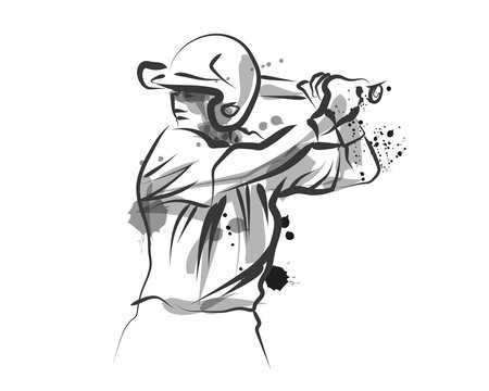 Vector ink sketch of baseball player