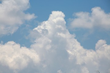 Fluffy Billowy Cumulus Clouds in the Blue Summer Sky in Florida