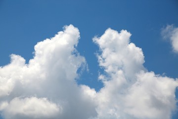 Fluffy Billowy Cumulus Clouds in the Blue Summer Sky in Florida