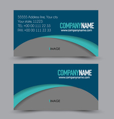 Business card set template for business identity corporate style. Vector illustration. Green and blue color.