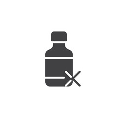 Medical drug remove vector icon. filled flat sign for mobile concept and web design. Medicine bottle delete simple solid icon. Symbol, logo illustration. Pixel perfect vector graphics