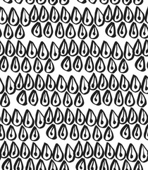Black and white ink hand draw  geometrical pattern, drop, seamless vector background.