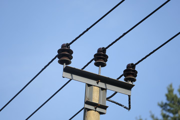 Image of power transmission line pole close up