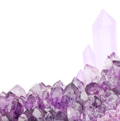 isolated amethyst light lilac crystals macro