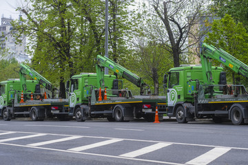 Moscow, Russia - May, 6, 2018: the image of a parking tow truck