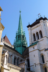 Fototapeta na wymiar The St. Pierre Cathedral, adopted home church of John Calvin, Geneva, Switzerland