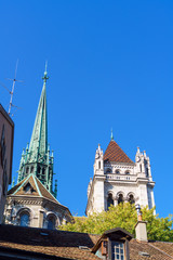 Obraz premium The St. Pierre Cathedral, adopted home church of John Calvin, Geneva, Switzerland