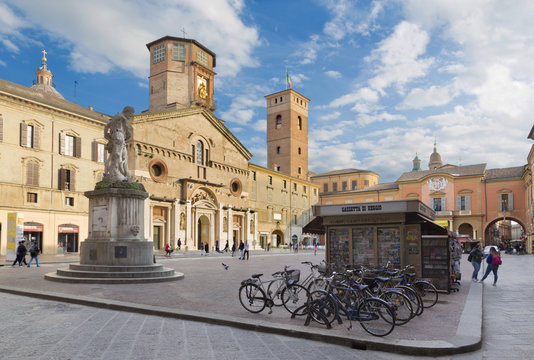 REGGIO EMILIA, ITALY - APRIL 13, 2018: Piazza del Duomo square.