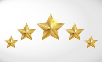 Star rating realistic gold star set vector