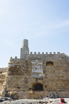 Fortress Kules and the sea bay on the island of Crete.