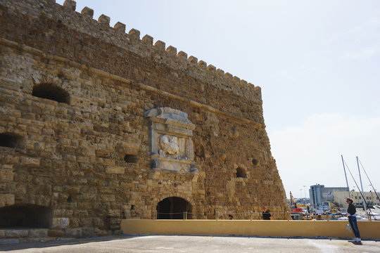 Medieval fortress Kules at the entrance to the Venetian bay and the city of Heraklion. 