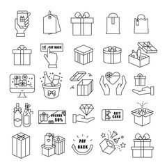 Gift box,Present Icon set,Gift Voucher