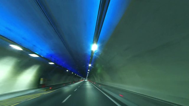 Driving  tunnel motorway 