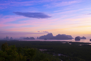 Landscape view at Phang Nga bay in Phang Nga, Thailand.
