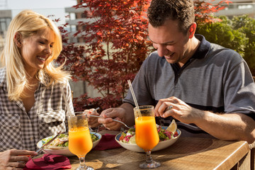 romantic couple enjoying at restaurant