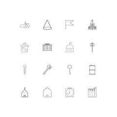 Buildings And Constructions linear thin icons set. Outlined simple vector icons