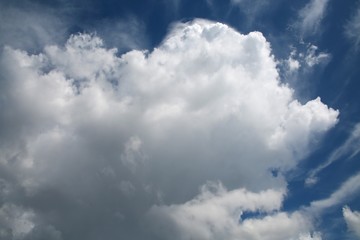 Fluffy Billowy Cumulus Clouds in the Blue Summer Sky in Florida