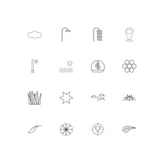 Nature linear thin icons set. Outlined simple vector icons