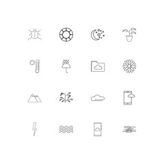 Nature linear thin icons set. Outlined simple vector icons