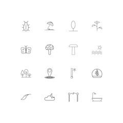 Nature linear thin icons set. Outlined simple vector icons