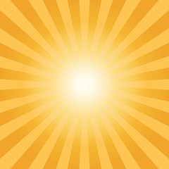 Obraz premium Abstract sunbeams orange rays with dot pattern background