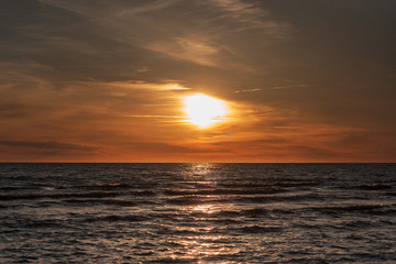 Obraz premium Vintage look Baltic sunset at Latvia coast.