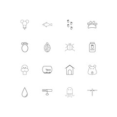 Animals linear thin icons set. Outlined simple vector icons