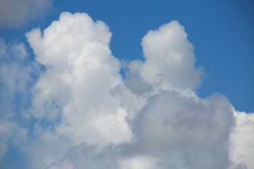 Fototapeta na wymiar Fluffy Billowy Cumulus Clouds in the Blue Summer Sky in Florida