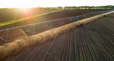 Center pivot irrigation system on field