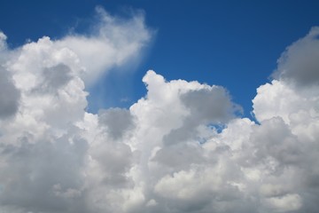 Fototapeta na wymiar Fluffy Billowy Cumulus Clouds in the Blue Summer Sky in Florida