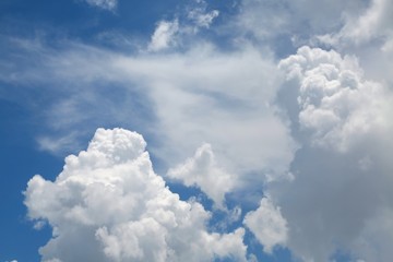 Naklejka na ściany i meble Fluffy Billowy and Wispy Cumulus Clouds in the Blue Summer Sky in Florida