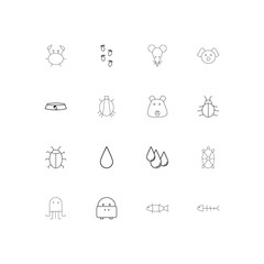 Animals linear thin icons set. Outlined simple vector icons