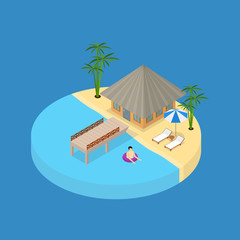 Obraz premium Beach Vacation Element 3d Isometric View. Vector