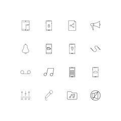 Music linear thin icons set. Outlined simple vector icons