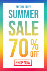 Summer Sale - special offer. Concept of multicoloured poster. Vector.