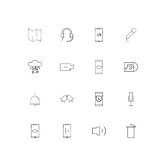 Music linear thin icons set. Outlined simple vector icons