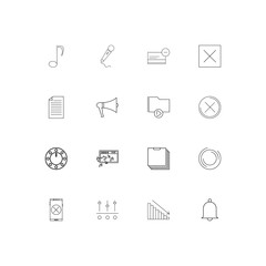 Music linear thin icons set. Outlined simple vector icons