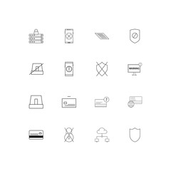 Cyber Security linear thin icons set. Outlined simple vector icons