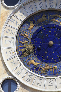 Italy, Veneto, Venice, Sestiere of San Marco, Detail of Astronomical Clock