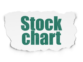 Finance concept: Painted green text Stock Chart on Torn Paper background with  Tag Cloud